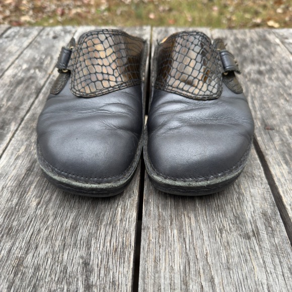 Finn Comfort Germany Aussee Leather Clogs Womens EU 40/ US 9.5 Black Brown Print - Picture 5 of 7